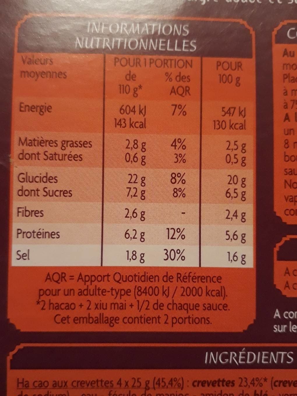 Casino Assortiment vapeur Ha Cao crevettes et Xiu Mai poulet packshot