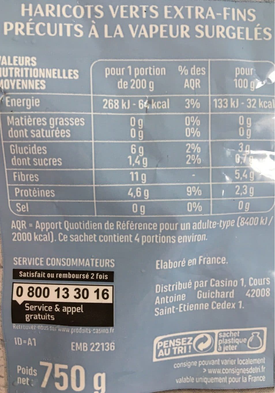 Casino Haricots verts extra-fins précuits à la vapeur packshot