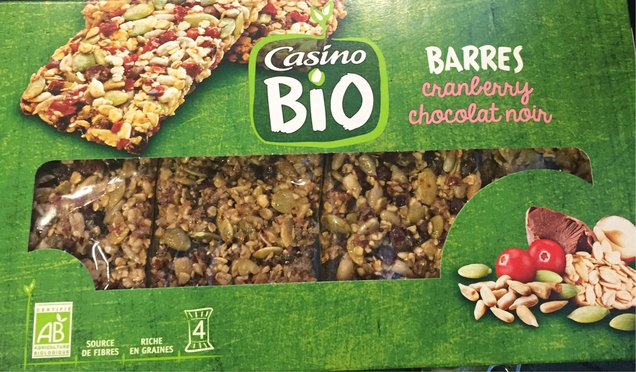 Casino Barres Cranberry chocolat noir Casino Bio packshot