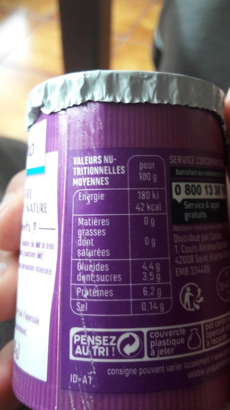 Casino Yaourt au lait de brebis 0% matières grasses Nature packshot