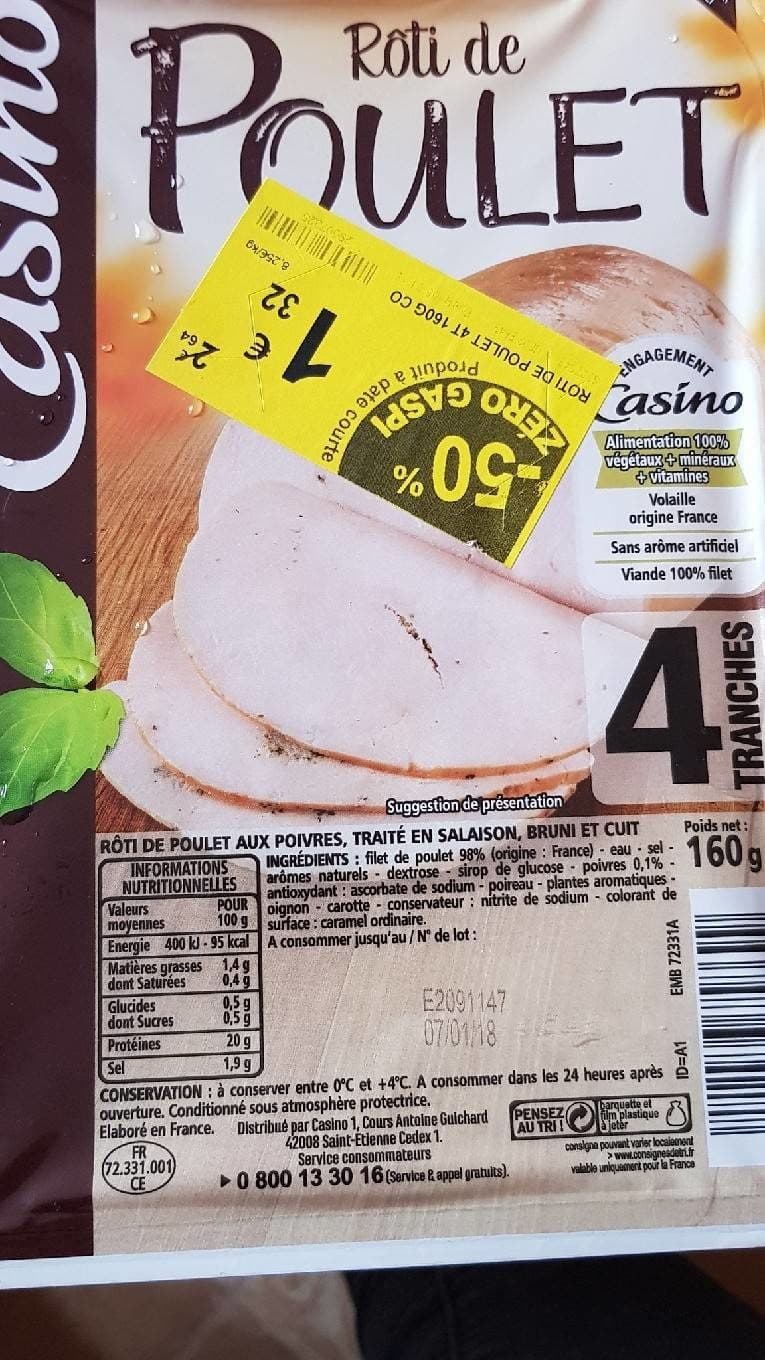 Casino Rôti de poulet viande 100% filet qualité supérieure. packshot