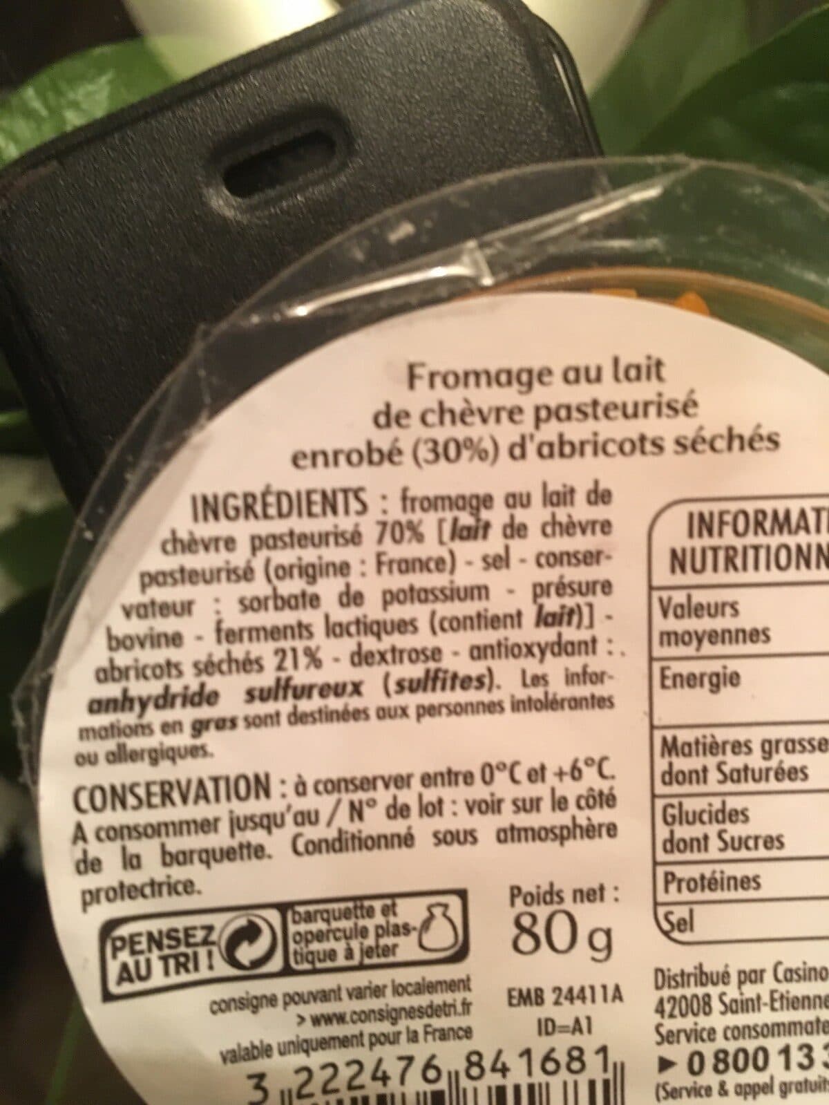 Casino Le Fromage de chevre enrobé d'abricots packshot