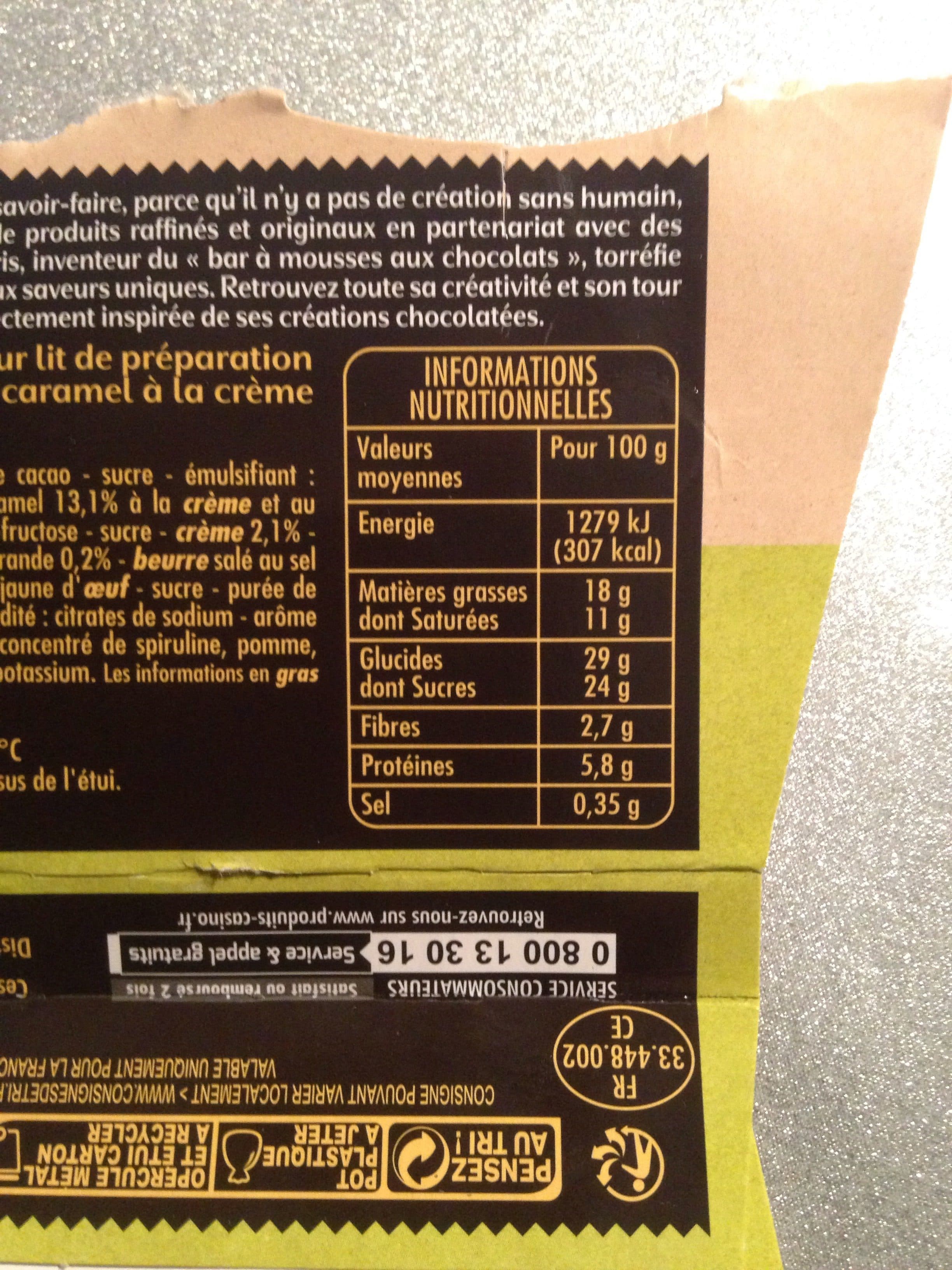 Casino Mousse chocolat noir sur lit au citron vert et au caramel au beurre salé packshot