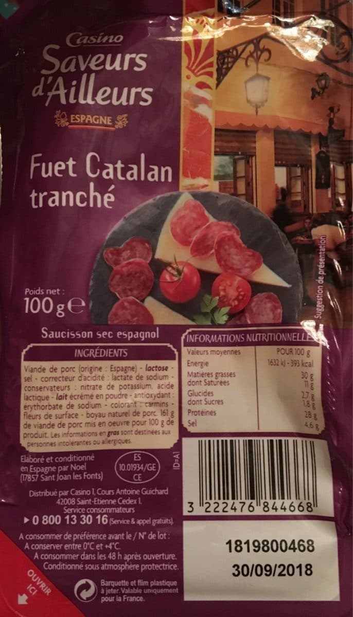 Casino Fuet Catalan Tranché packshot