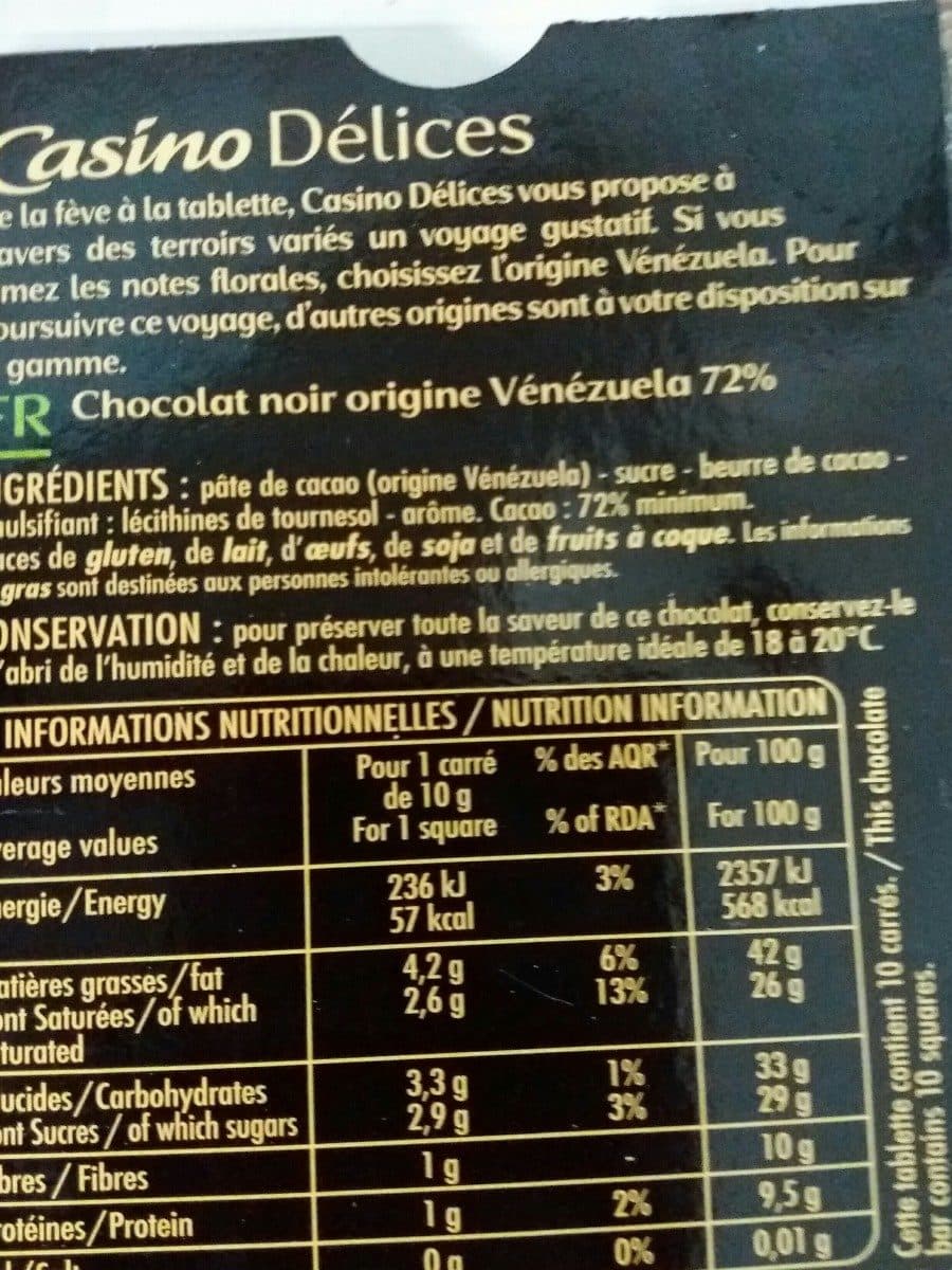 Casino Chocolat noir 72% Vénézuela packshot