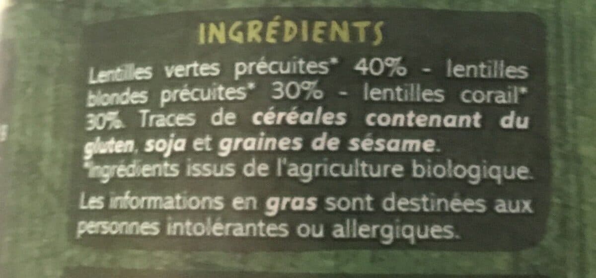 Casino Bio TRIO DE LENTILLES vertes, blondes, corail packshot