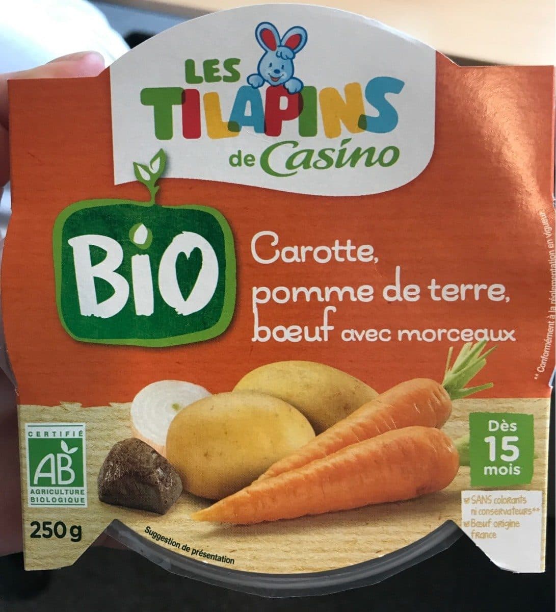 Casino Carotte, pomme de terre, bœuf Bio, avec morceaux packshot
