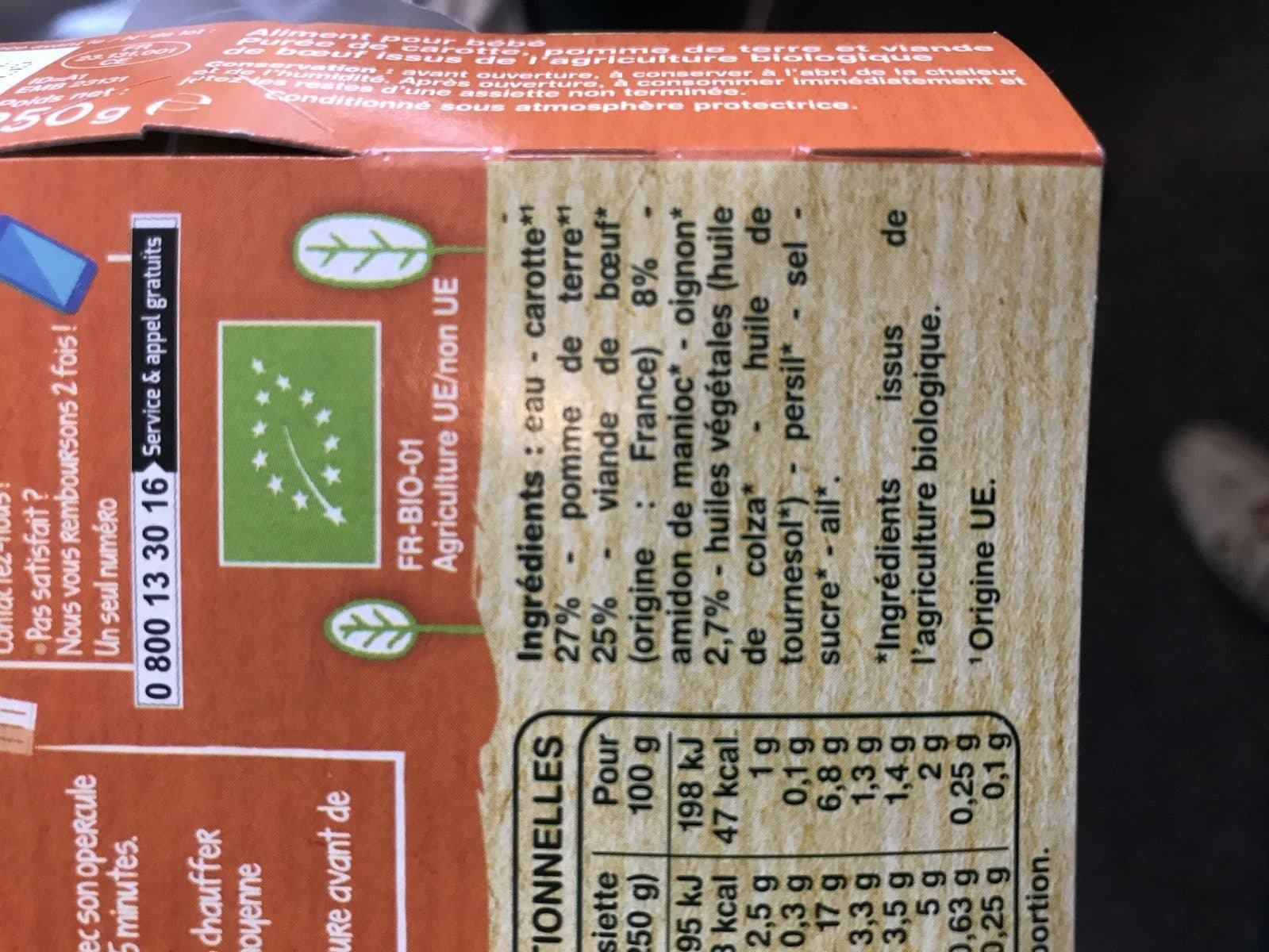 Casino Carotte, pomme de terre, bœuf Bio, avec morceaux packshot