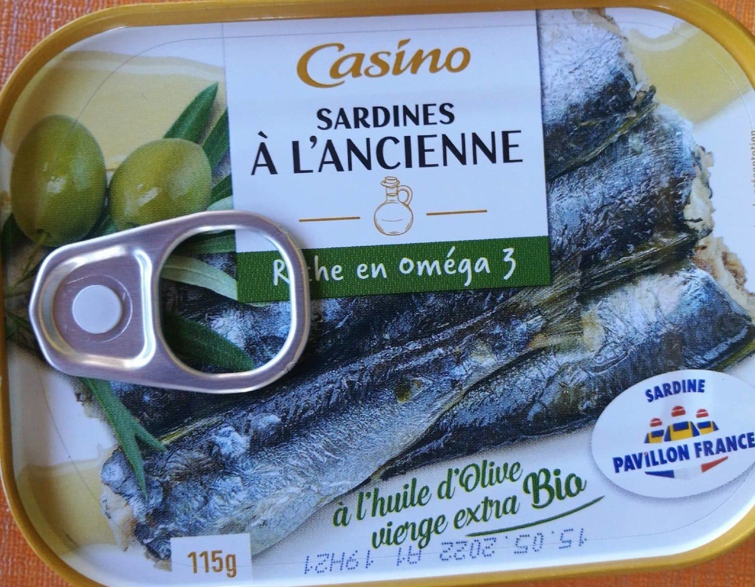 Casino Sardines à l'ancienne à l'huile d'olive vierge extra bio Pavillon France packshot