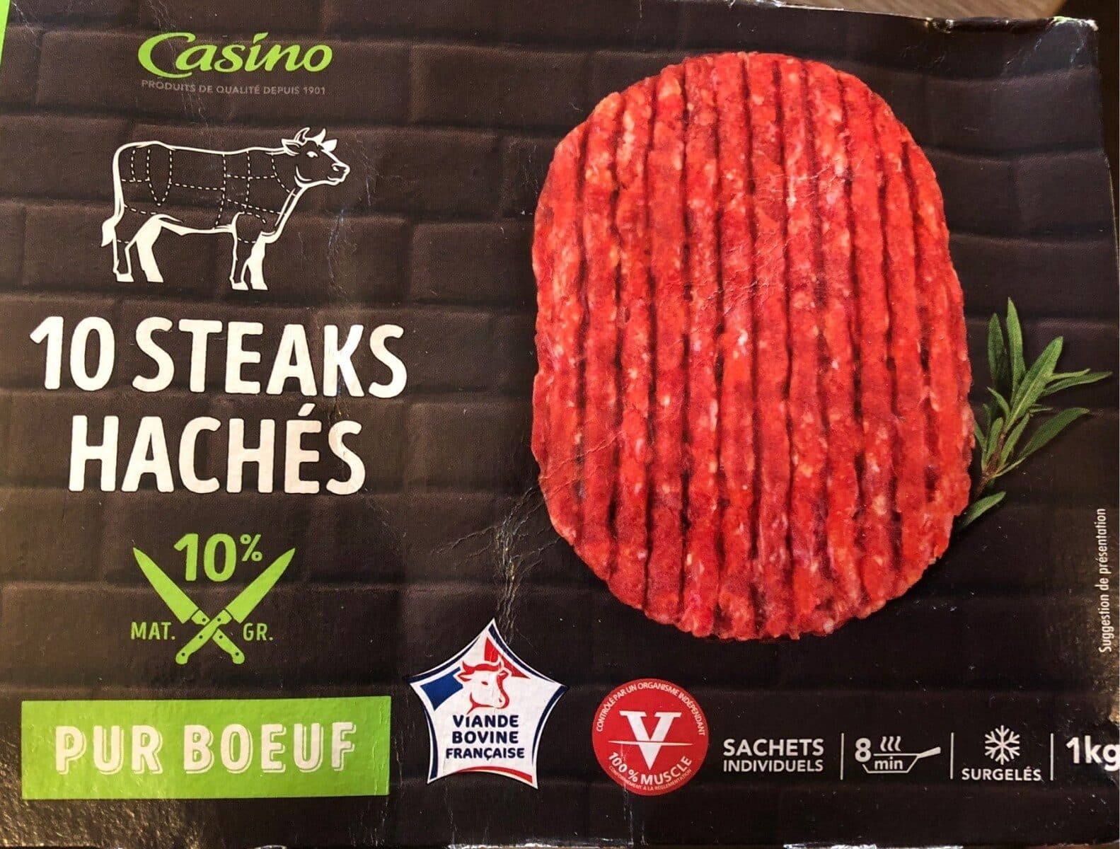 Casino 10 Steaks hachés pur boeuf surgelés 10% MG packshot
