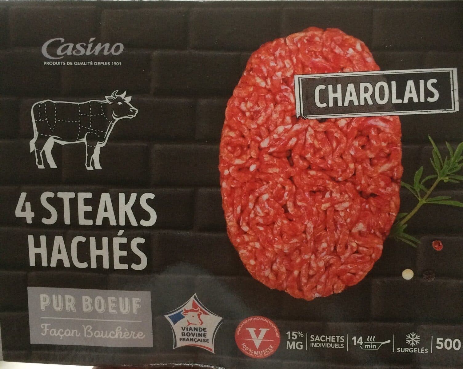 Casino 4 steaks hachés Charolais packshot
