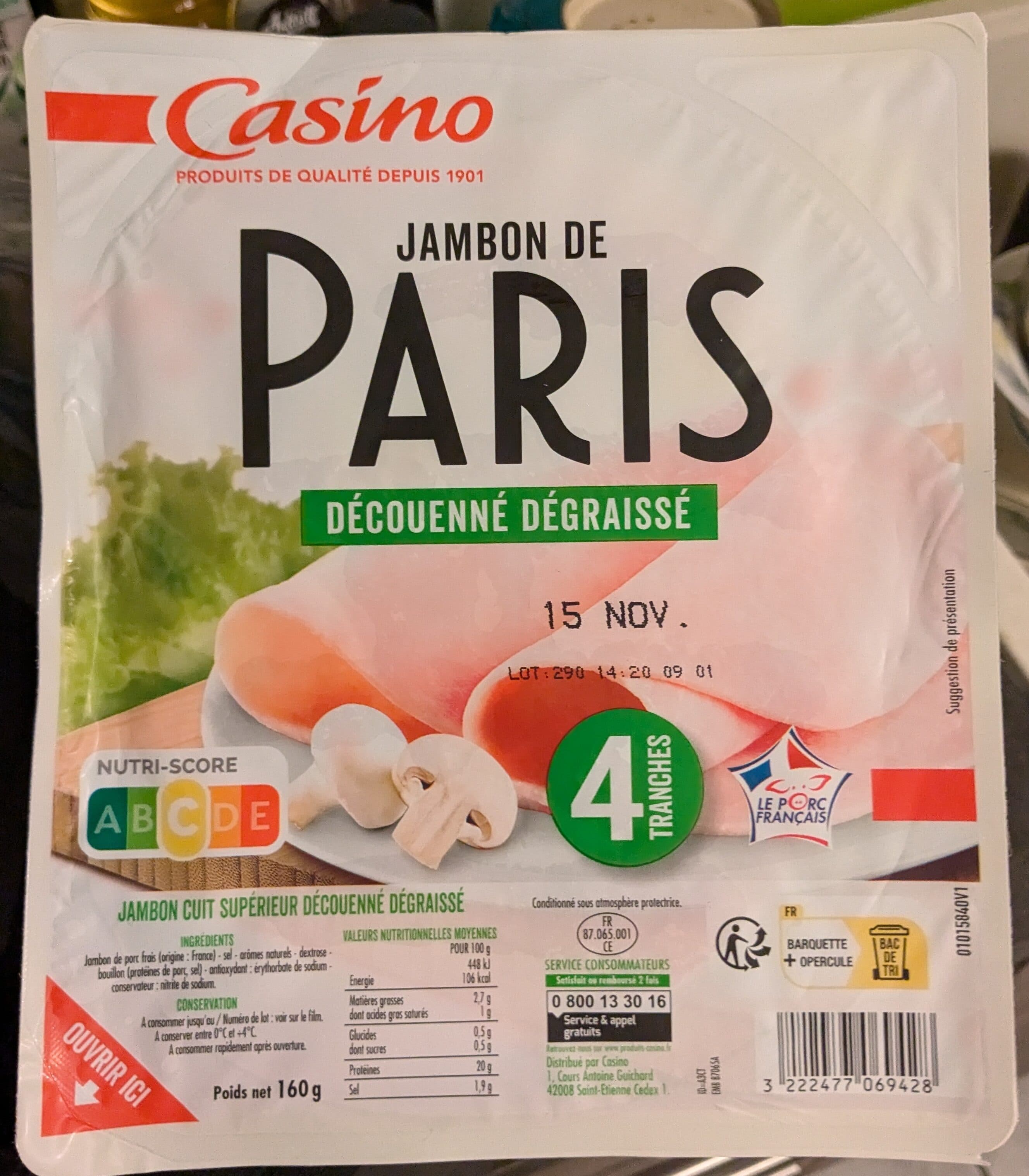 Casino Jambon de Paris découenné dégraissé VPF packshot