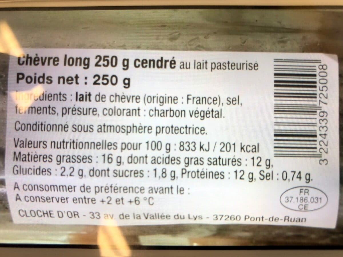 Cloche d'or Chevre long cendré 250gr packshot