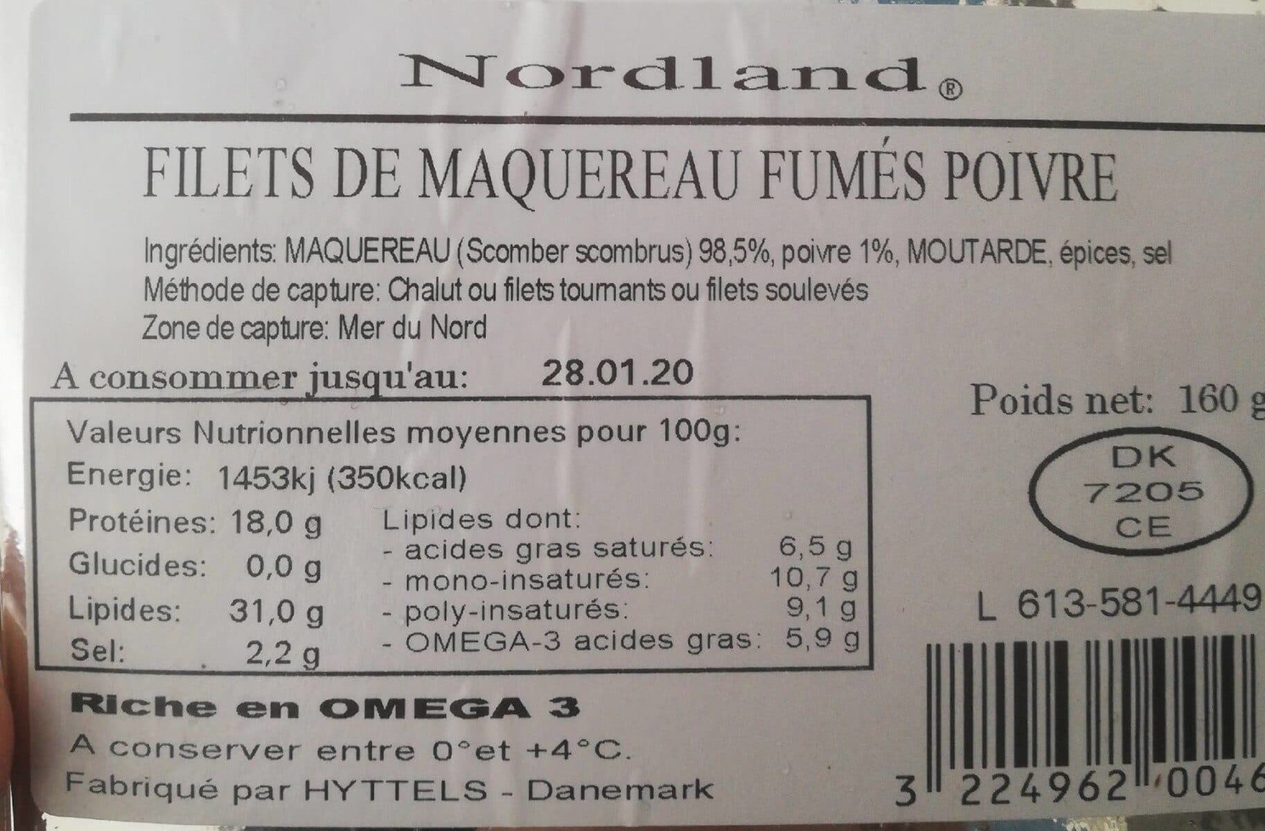 Nordland Filets de maquereaux fumes au poivre packshot