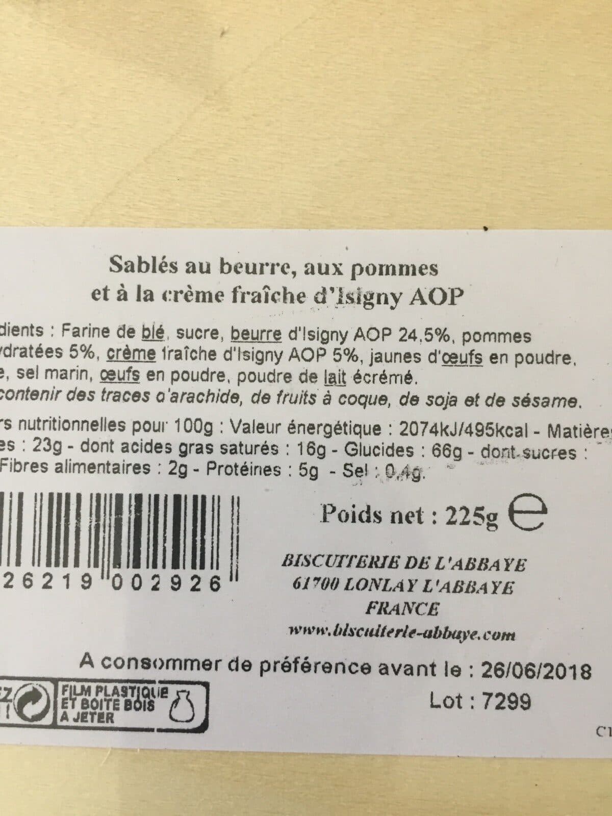 Biscuiterie de l abbaye Le trouvillais aux pommes packshot