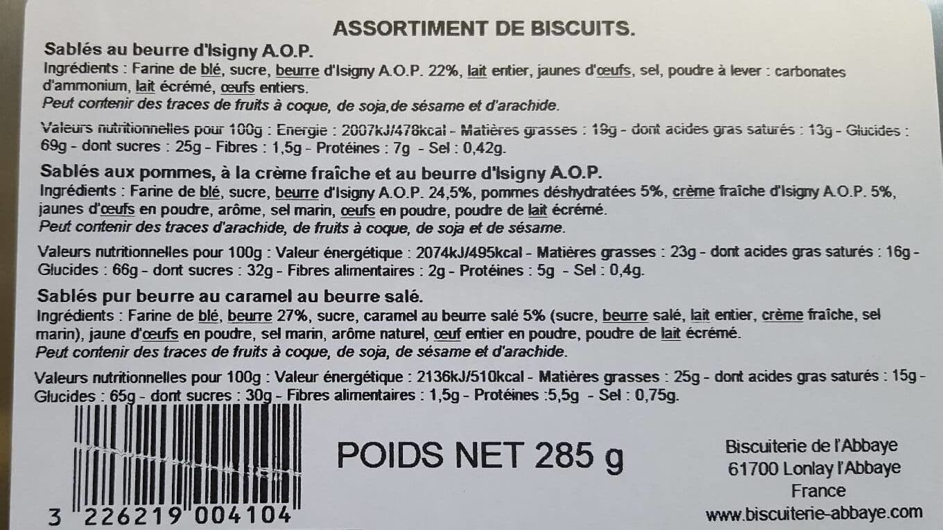 Biscuiterie Abbaye Sables au beurre d isigny AOP packshot