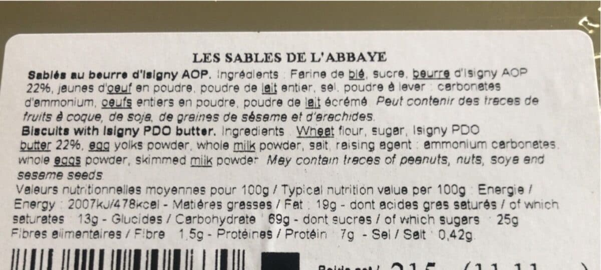 Biscuiterie de l'abbaye Sablés de l'abbaye packshot