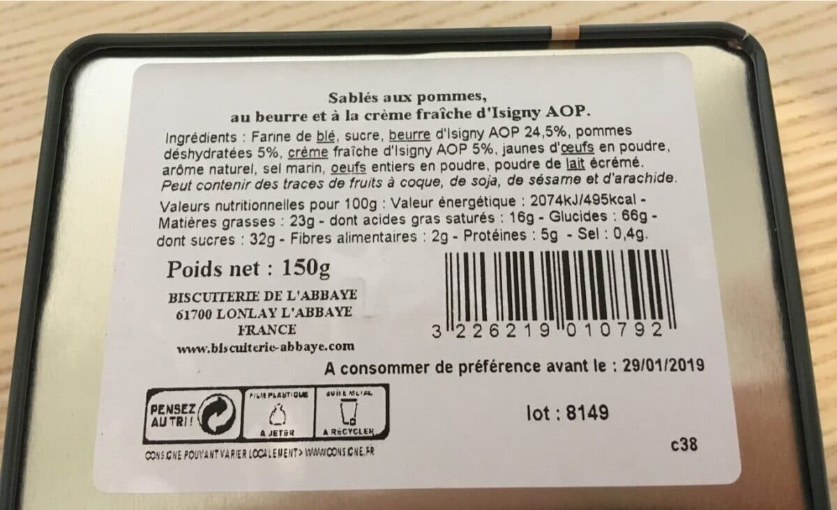Biscuiterie de l'Abbaye Sablés normands packshot