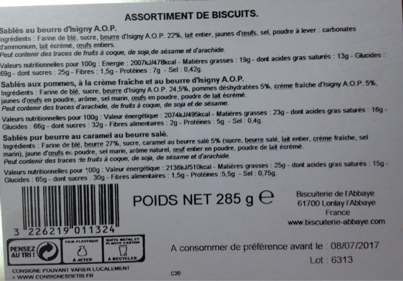 Sablés D'isigny Assortiment de biscuits packshot