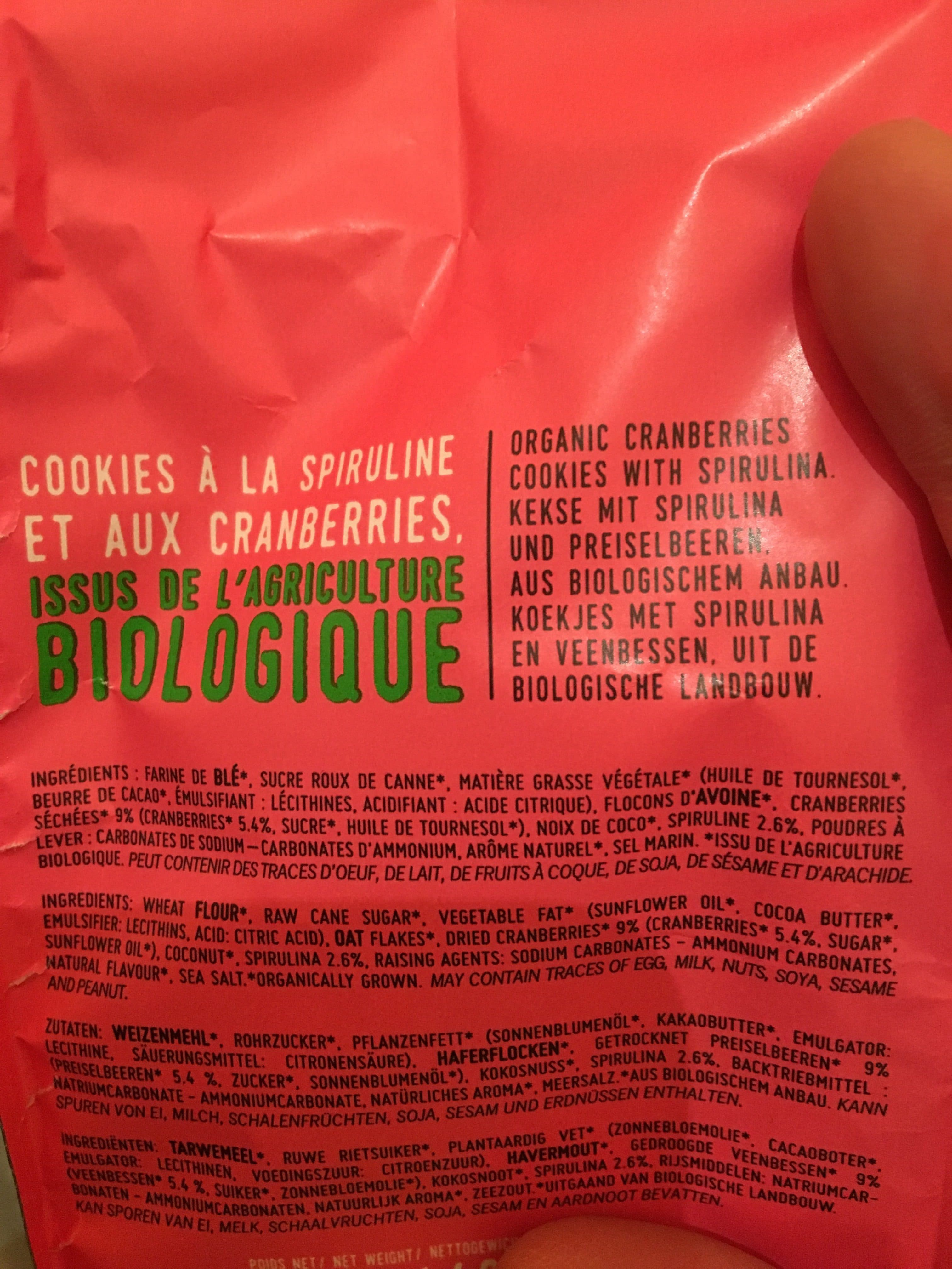 Green Up’ Mini cookies superfood Spiruline & cranberries packshot