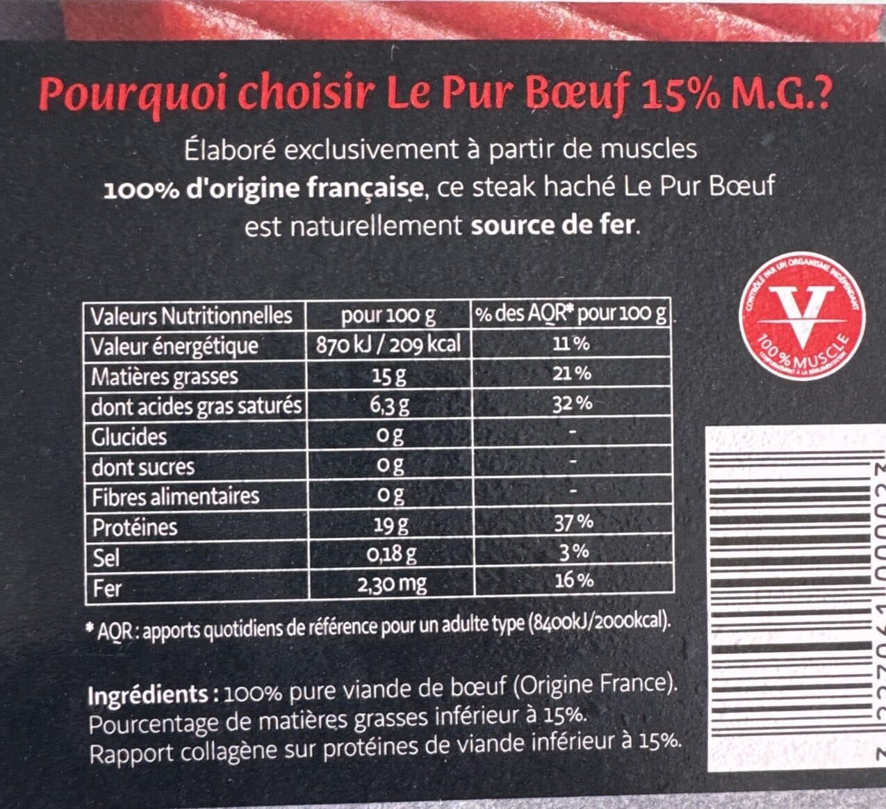 Charal Steack Haché 15% packshot
