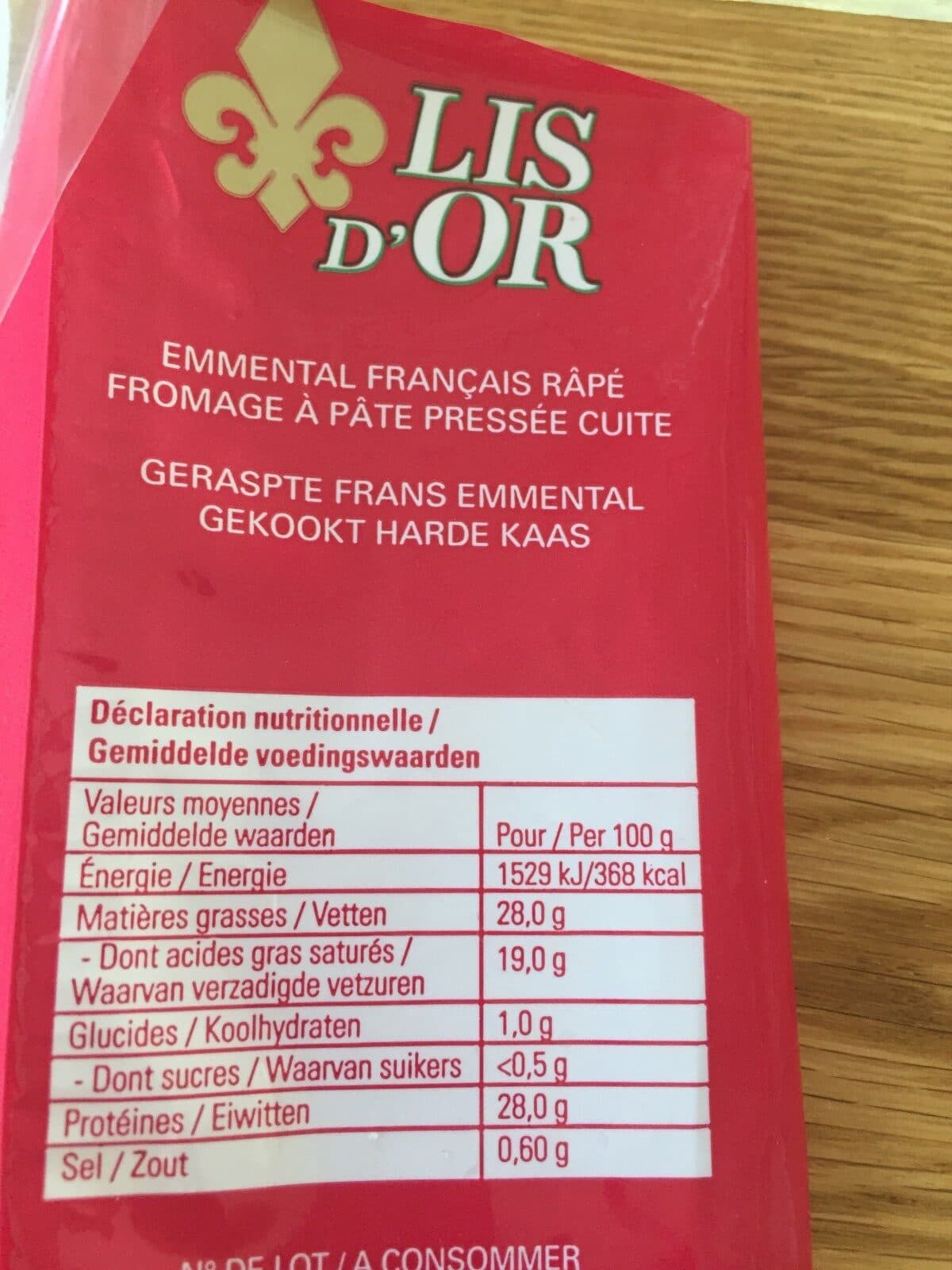 Open Food Facts Emmental français râpé packshot