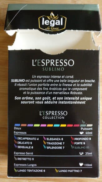 Legal L'espresso sublimo packshot