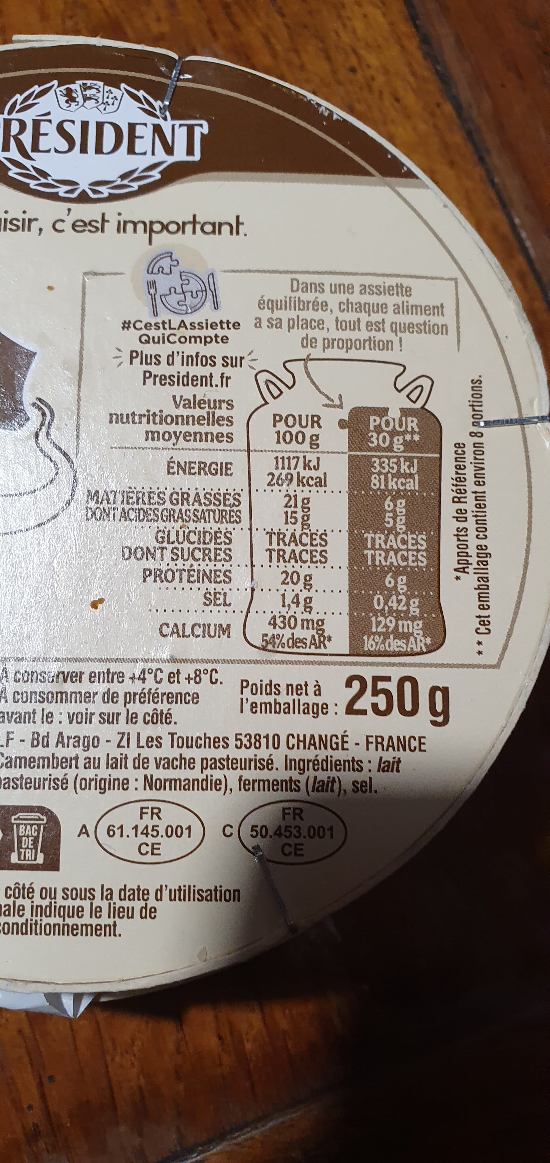 PRÉSIDENT PRESIDENT CAMEMBERT 250g packshot