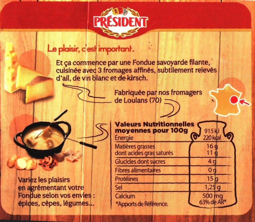 PRÉSIDENT PRESIDENT FONDUE AUX 3 FROMAGES 450g packshot
