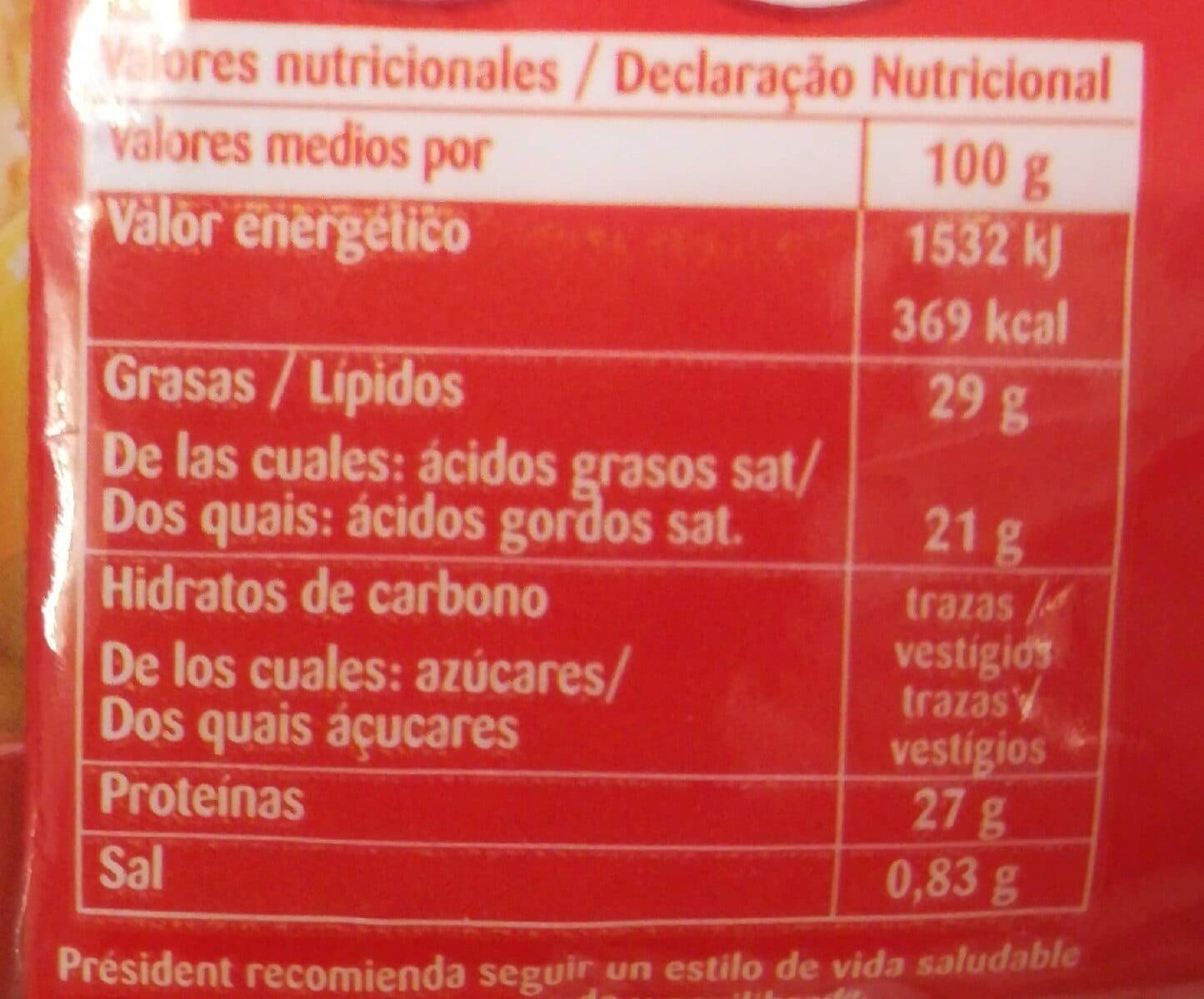 Président Queso emmental fundir y gratinar packshot