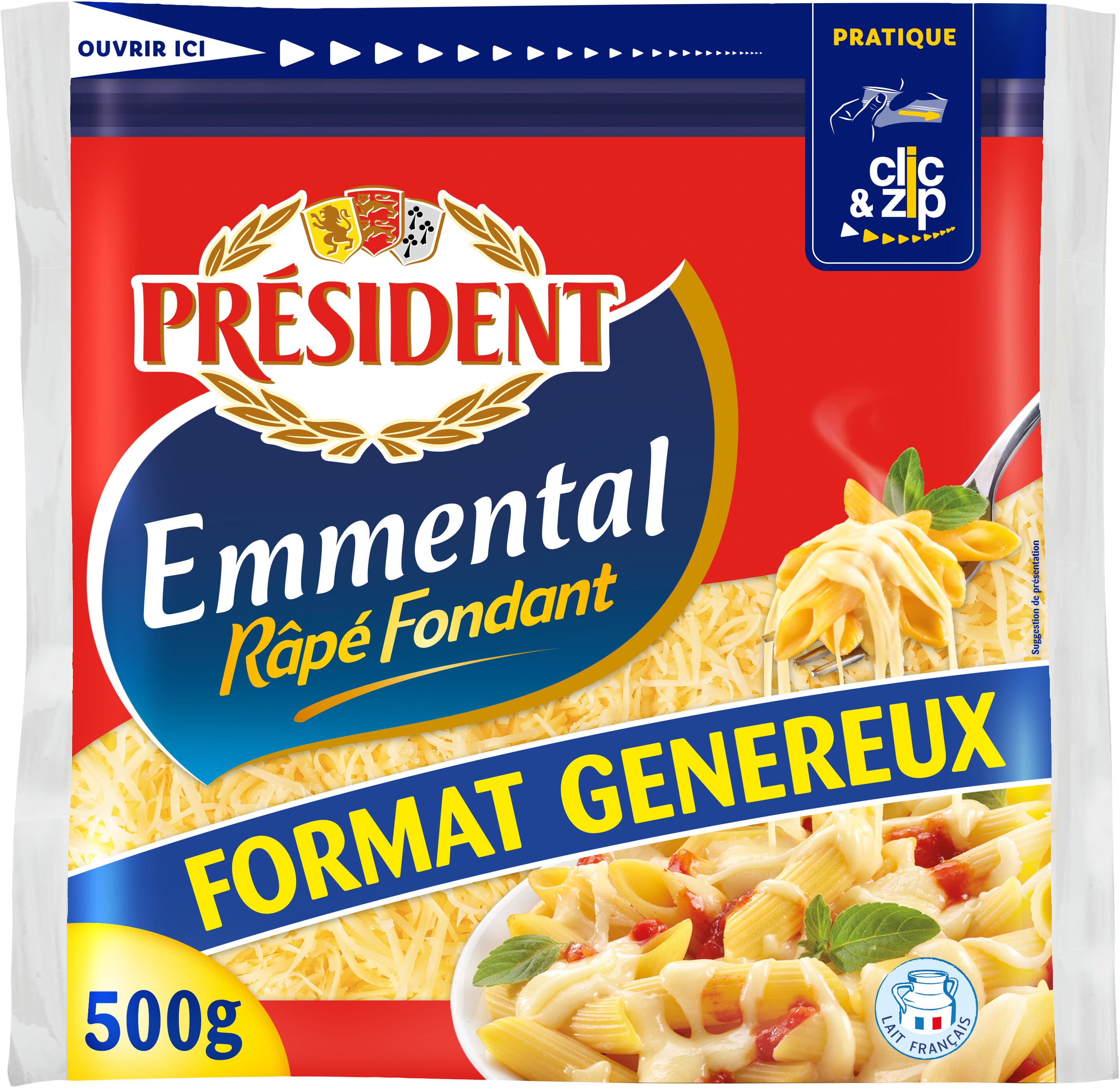 Président President emmental rape fondant 500g packshot