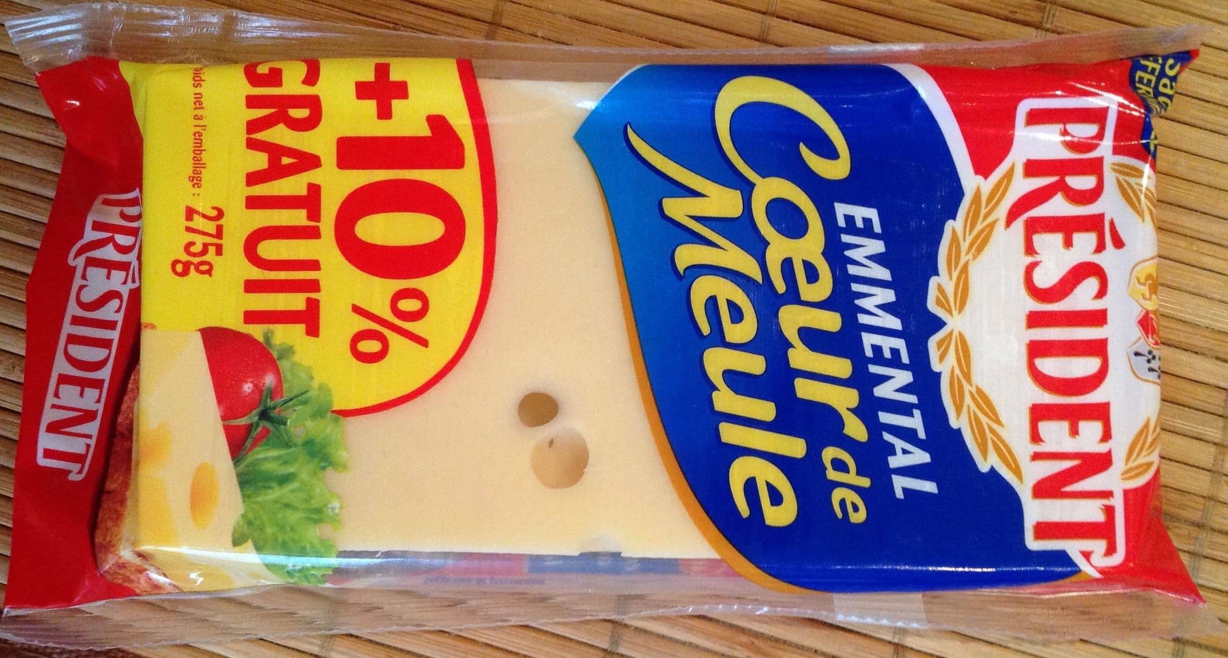 Président Emmental Coeur de Meule (28 % MG) + 10 % Gratuit packshot