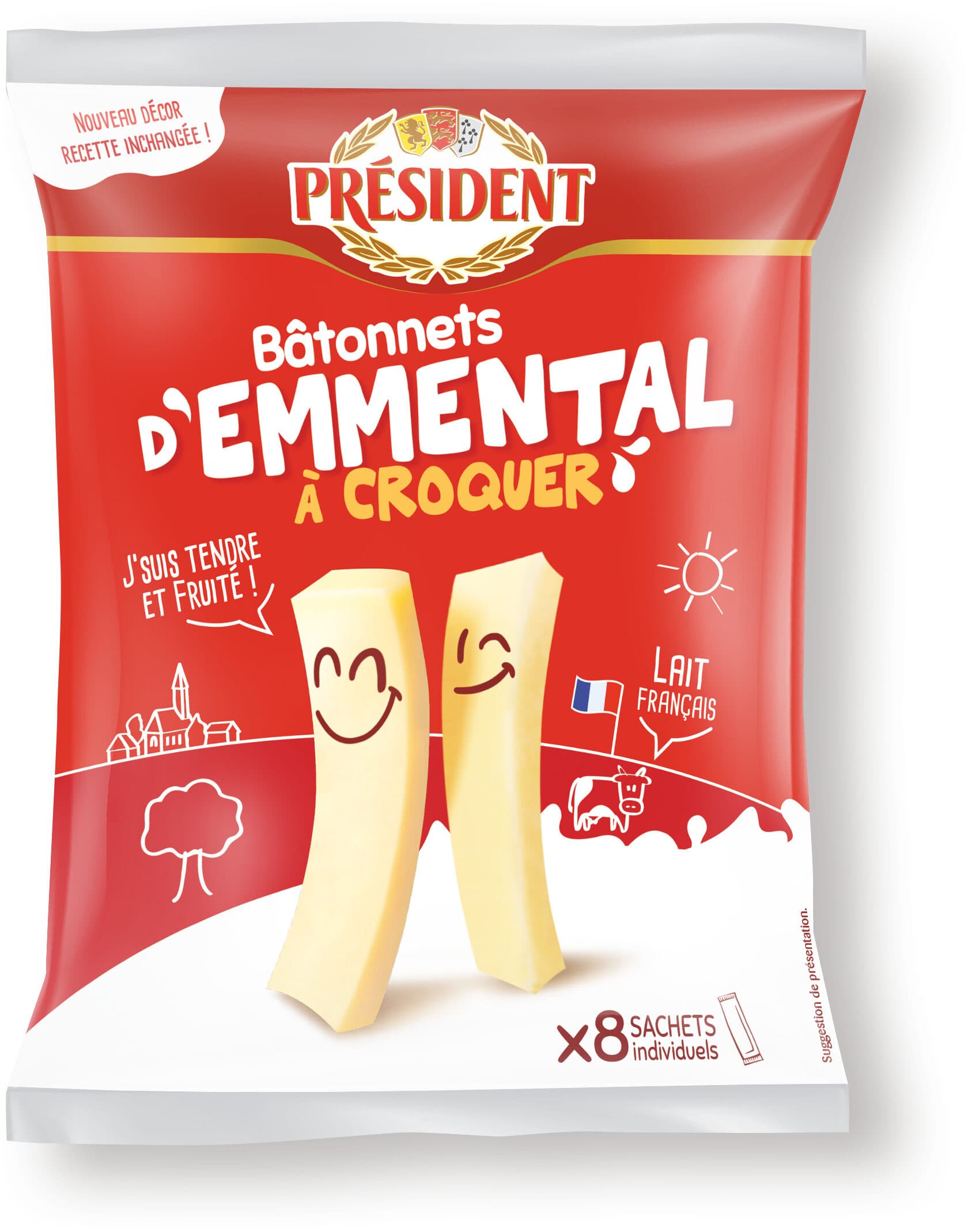 Président President batonnets a croquer emmental 8x18g packshot
