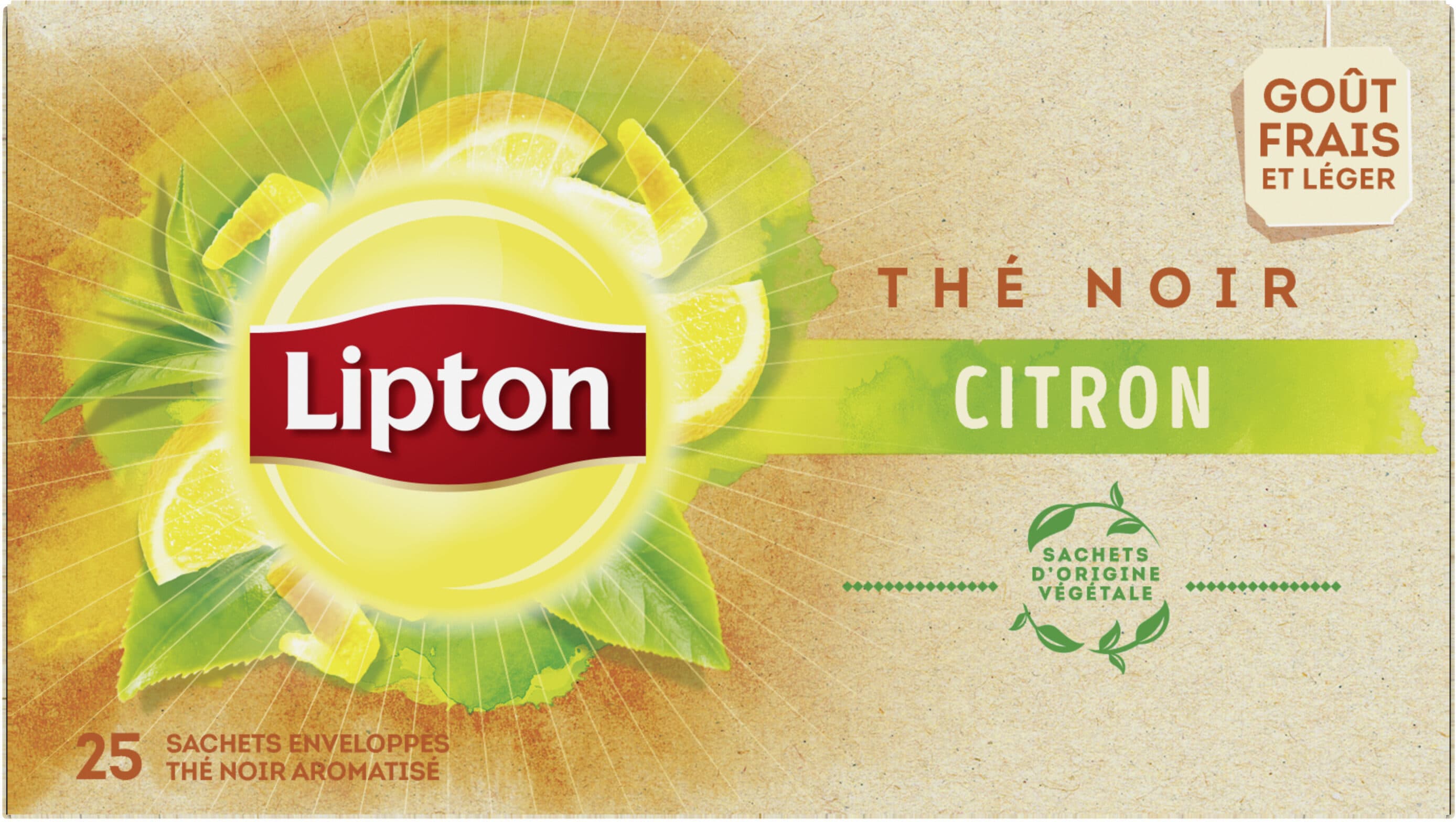 Lipton Lipton Thé Noir Citron notes Fraiches et Légères 25 Sachets packshot