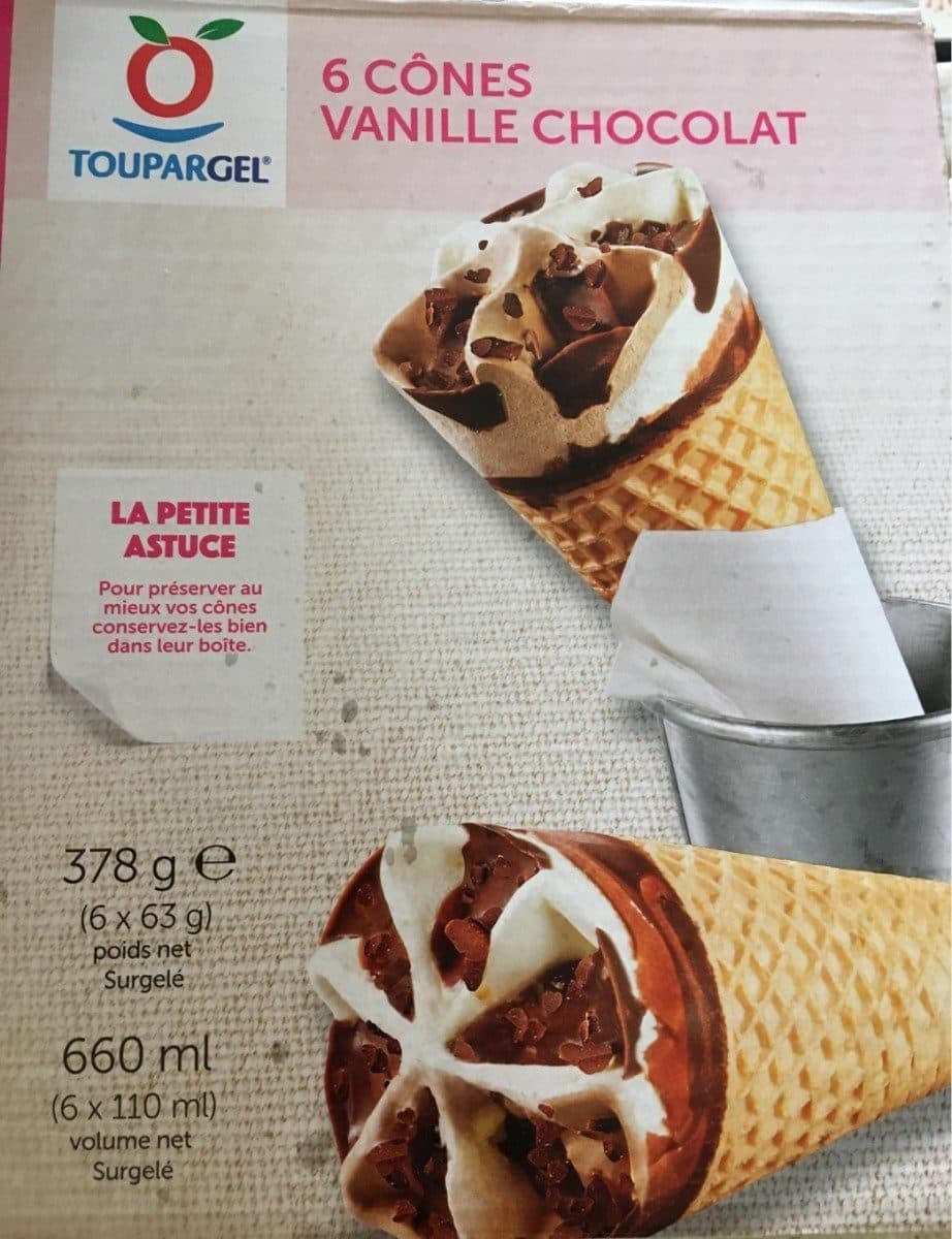 Toupargel Cônes vanille chocolat packshot