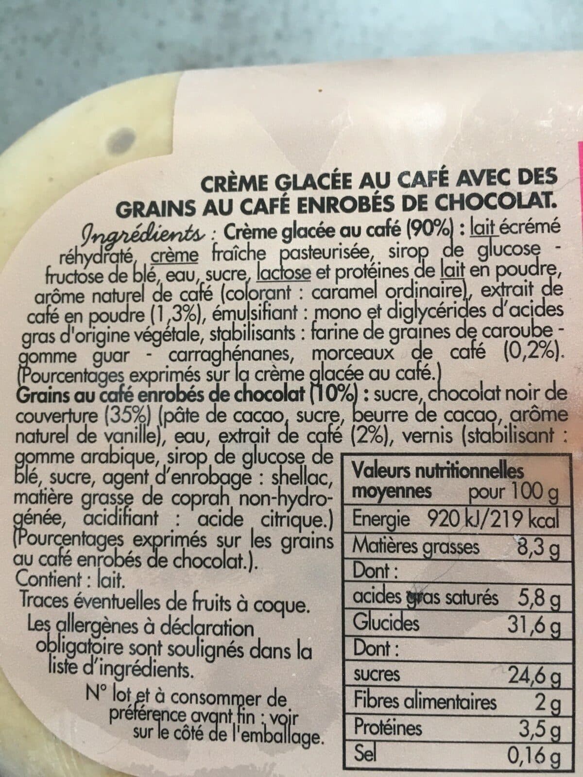 Toupargel Creme glace cafe packshot