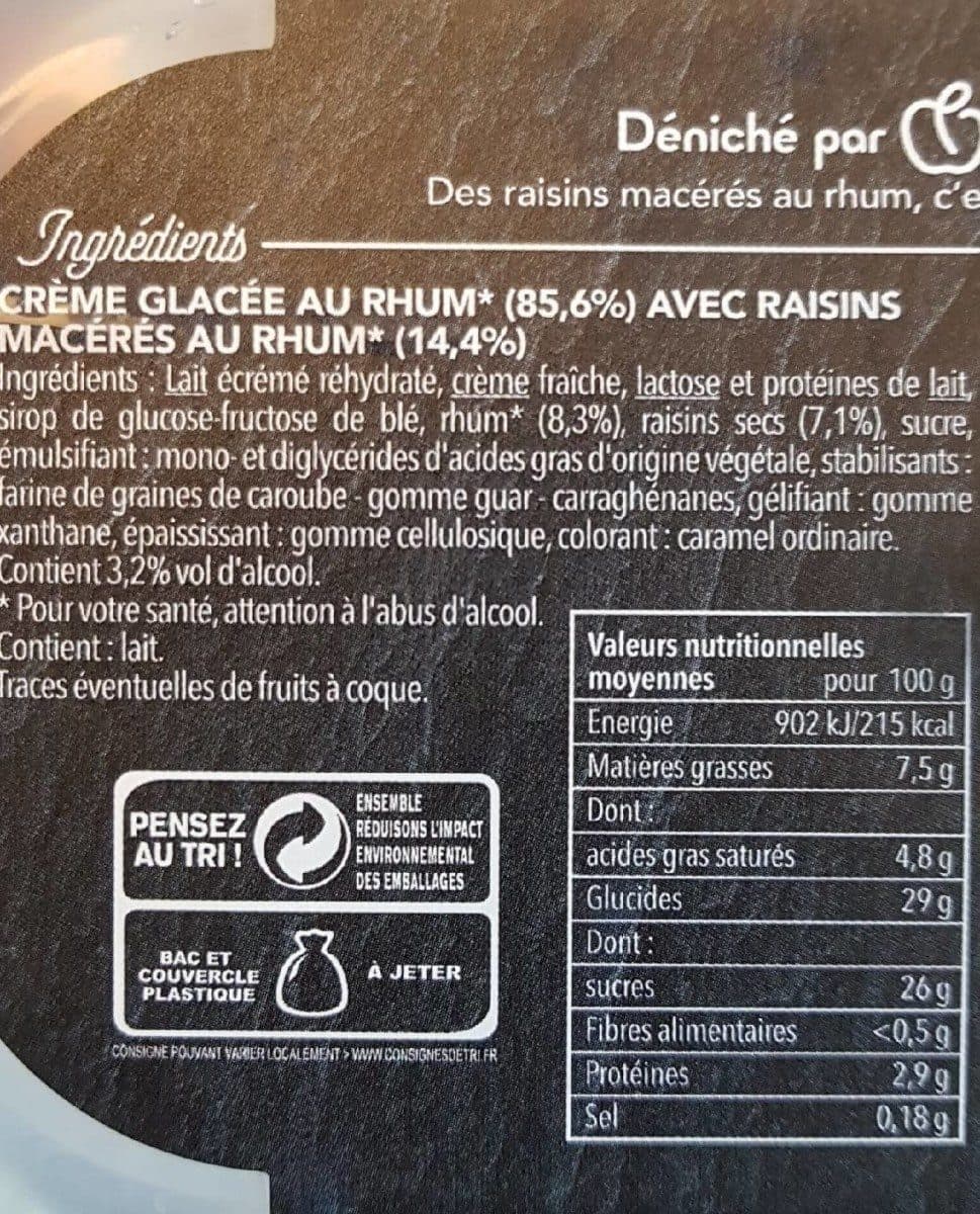 Toupargel Crème glacée au rhum packshot