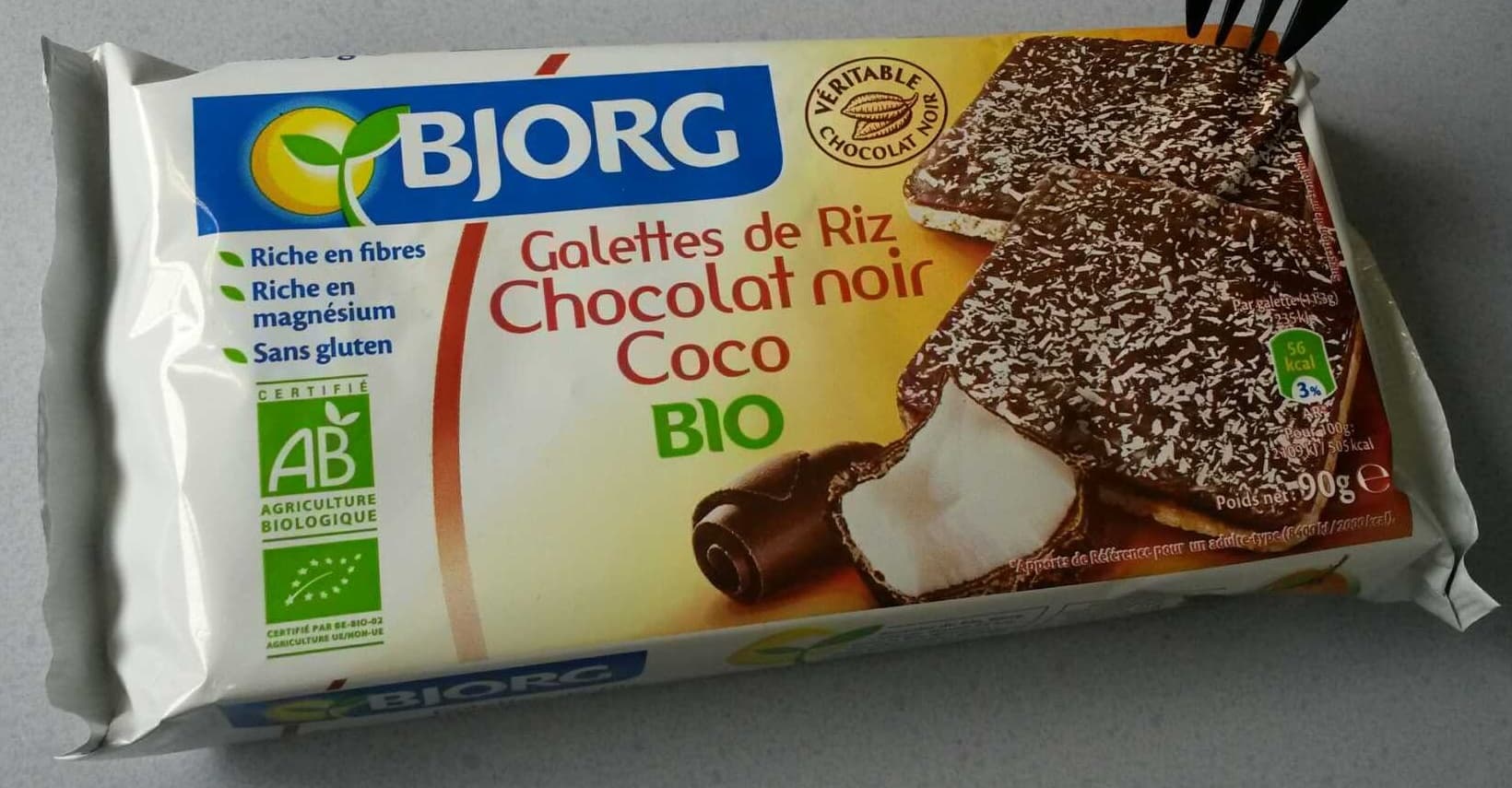 Bjorg Galettes de riz chocolat noir coco bio packshot