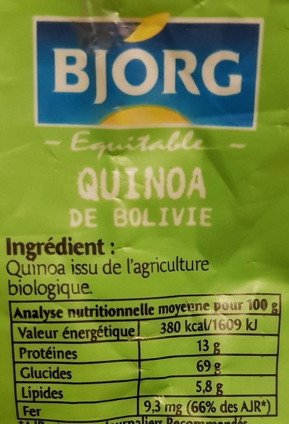 Bjorg Quinoa Equitable de Bolivie packshot