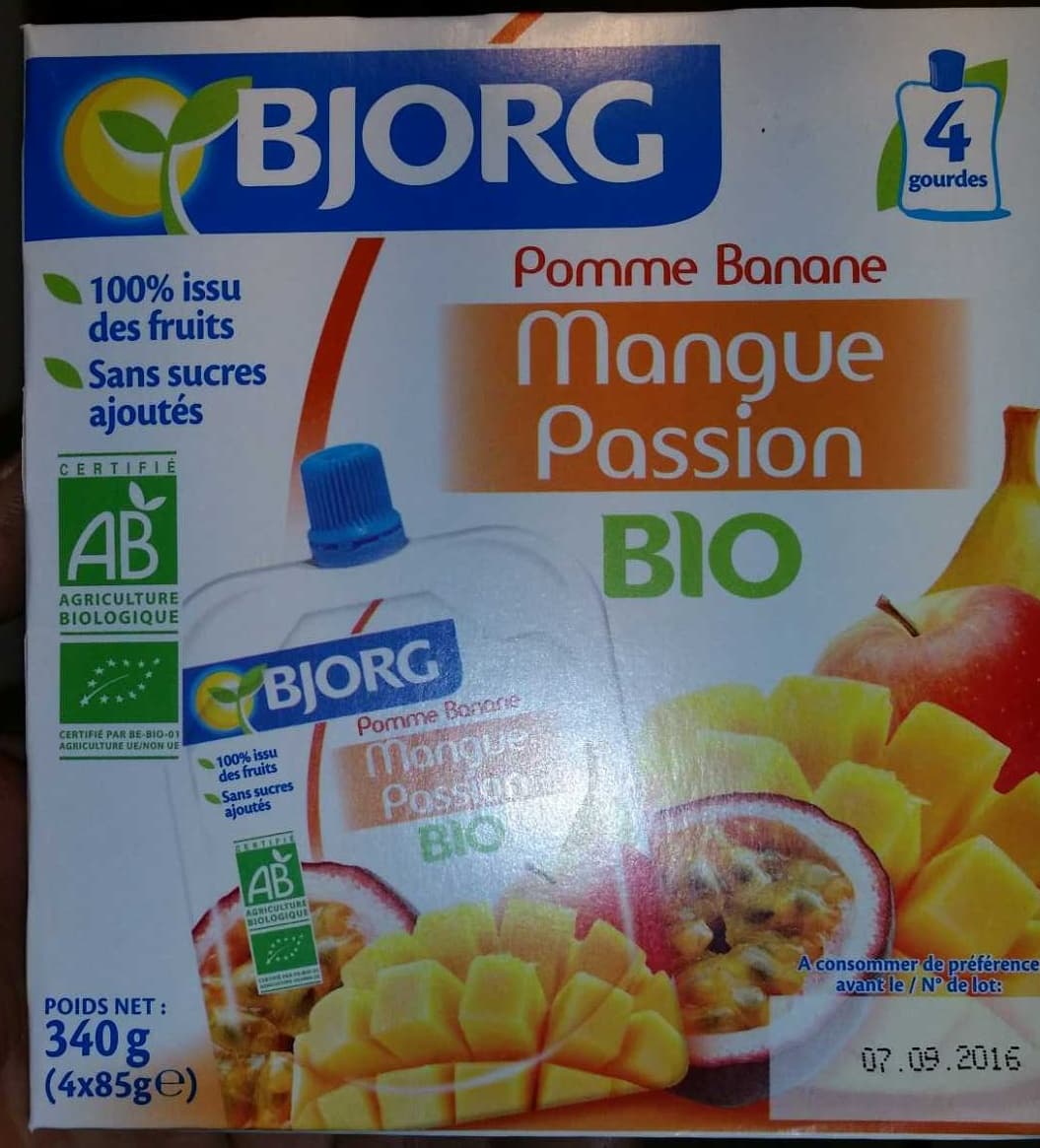 Bjorg Pomme Banane Mangue Passion bio packshot