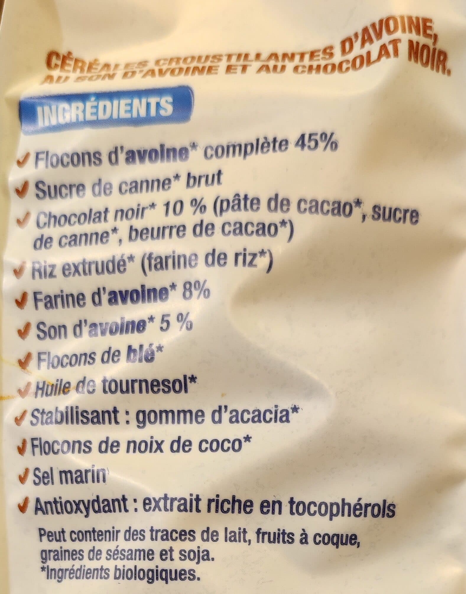 Bjorg Crousti' Avoine Chocolat packshot