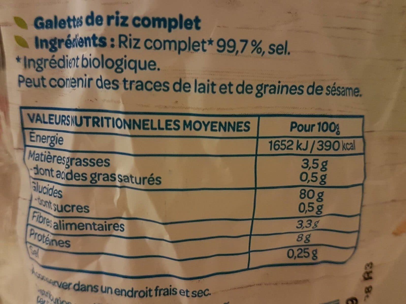 Bjorg Galettes riz complet packshot