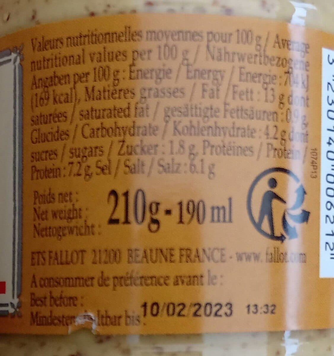 Edmond Fallot Moutarde aux Noix Fabriquée à la Meule de Pierre packshot