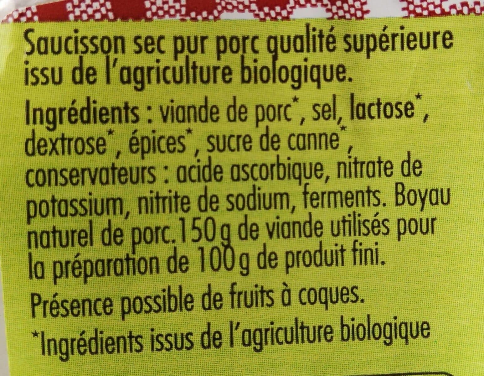 Cochonou Saucisson sec pur porc bio packshot