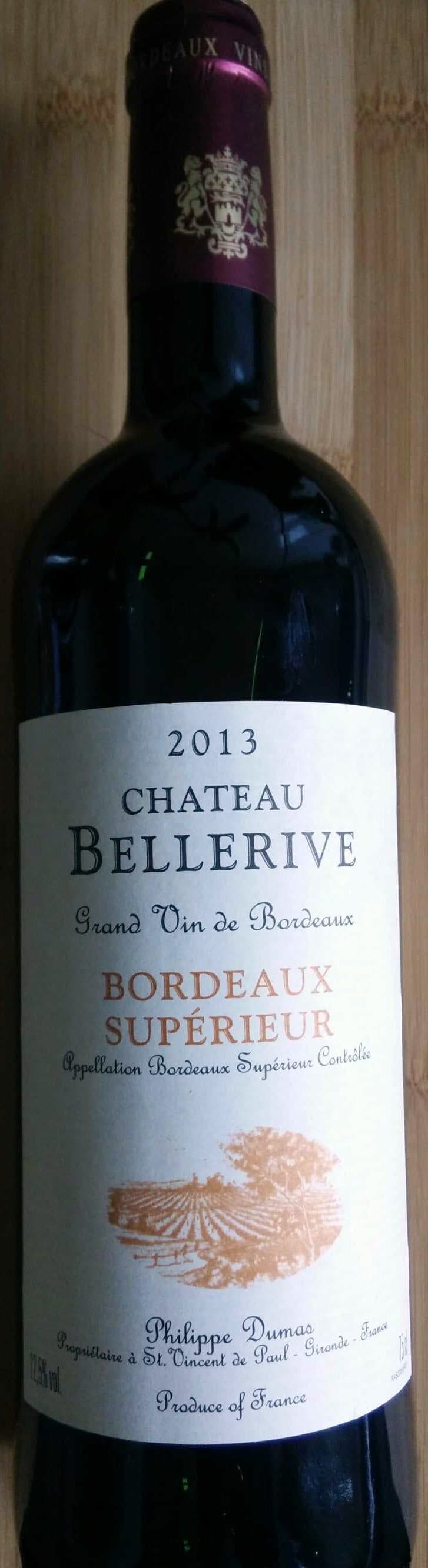 Château Bellerive Bordeaux supérieur 2013 packshot