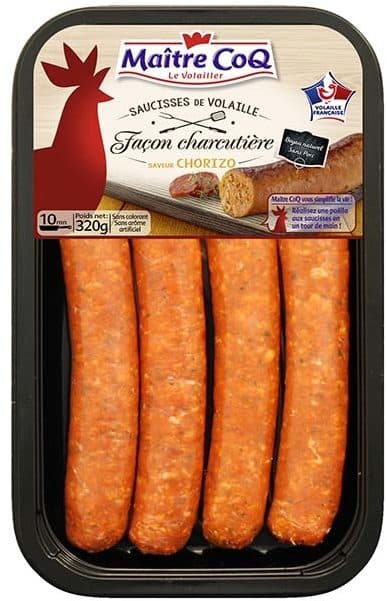 Maître CoQ Saucisse façon charcutière chorizo packshot