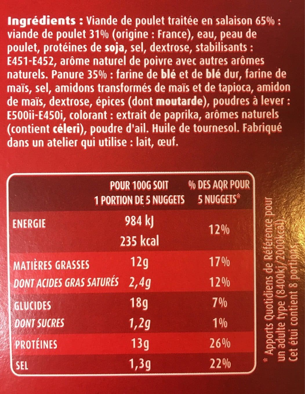 Maître CoQ Nuggets 100% Poulet 800g packshot