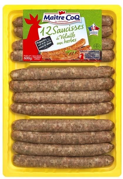 Maître CoQ 12 saucisses de volaille aux herbes packshot