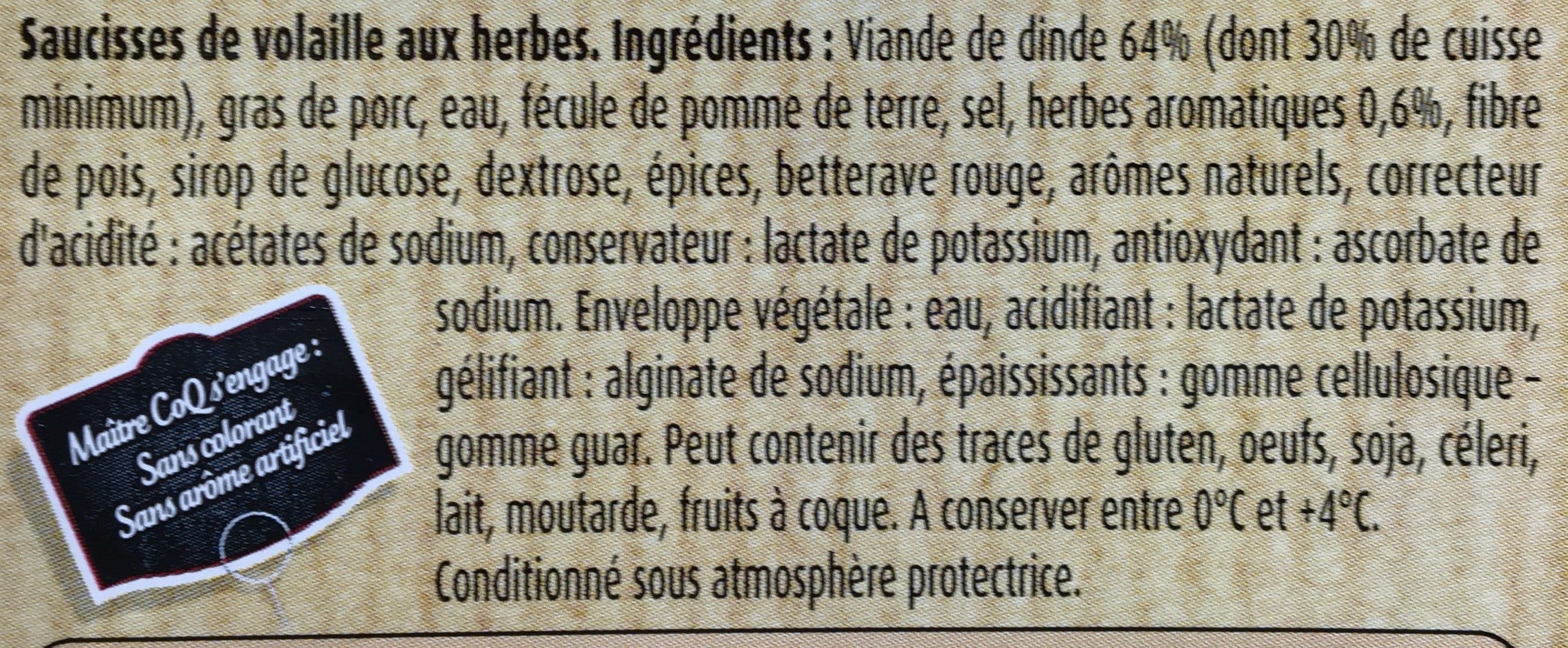 Maître CoQ 12 saucisses de volaille aux herbes packshot