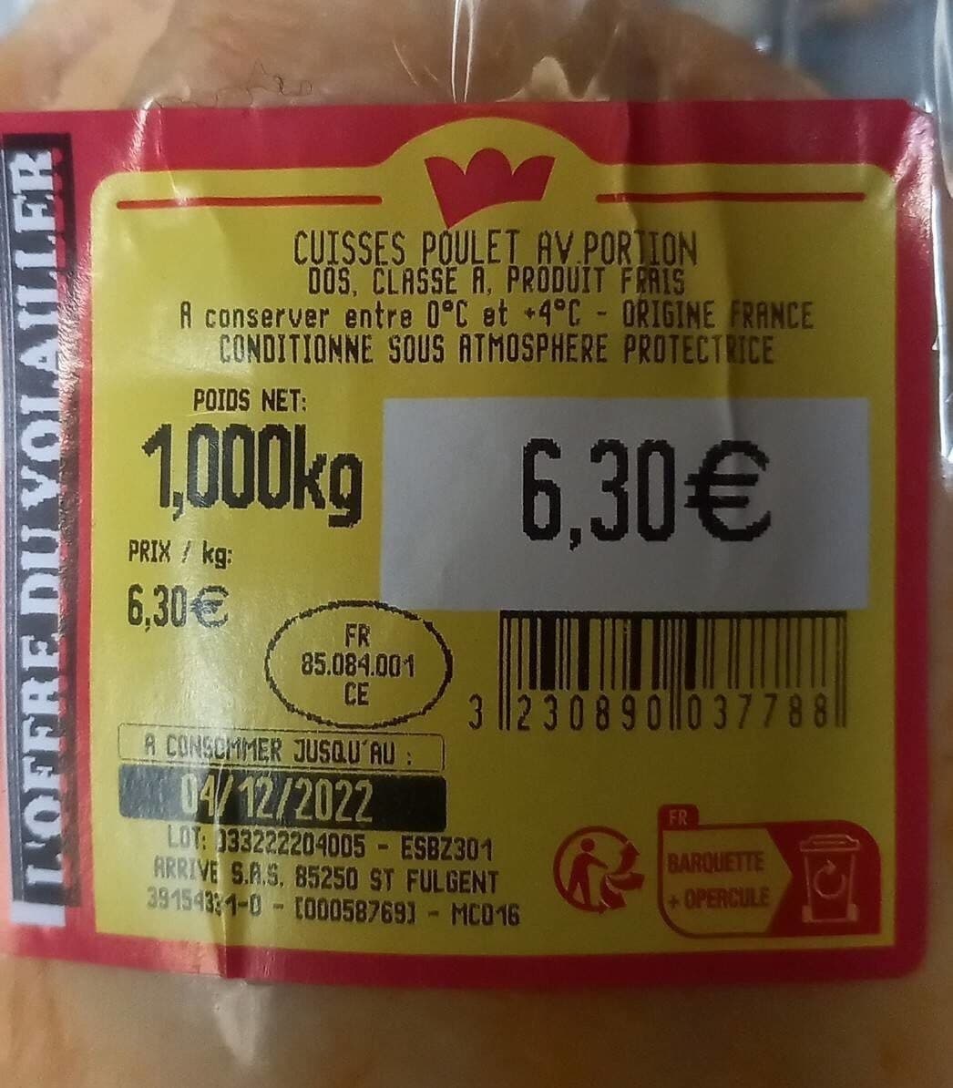 L'offre du volailler Cuisses poulet et av portion packshot